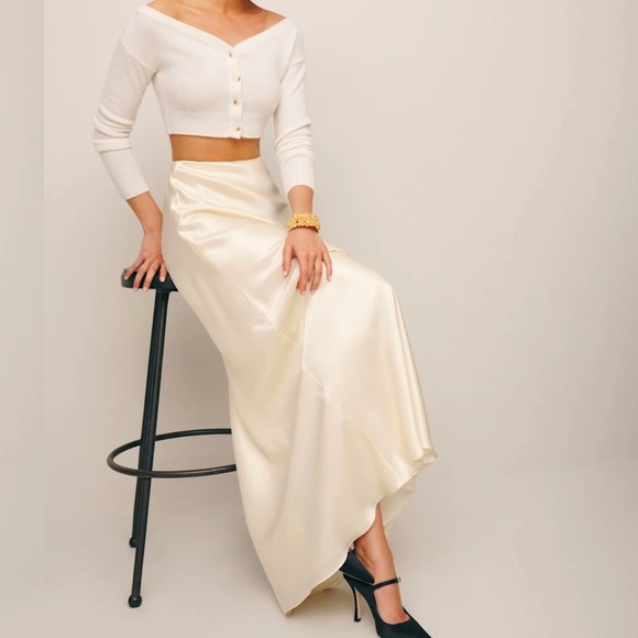 New Reformation Bella Maxi Skirt Fior Di Latte Cream - Picture 3 of 6